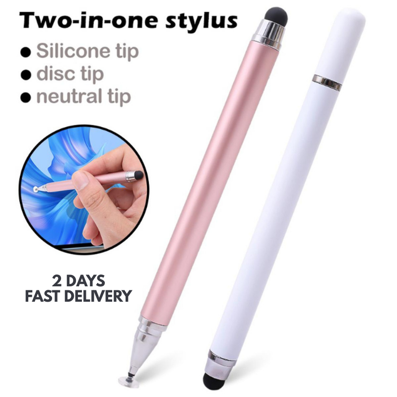 2 In 1 Stylish Universal Practical Dual-use Capacitive Tablet Stylus Pen Exquisite Double-headed Silicone Disc Drawing Tablet Phone Capacitor Pen - The Quality Club